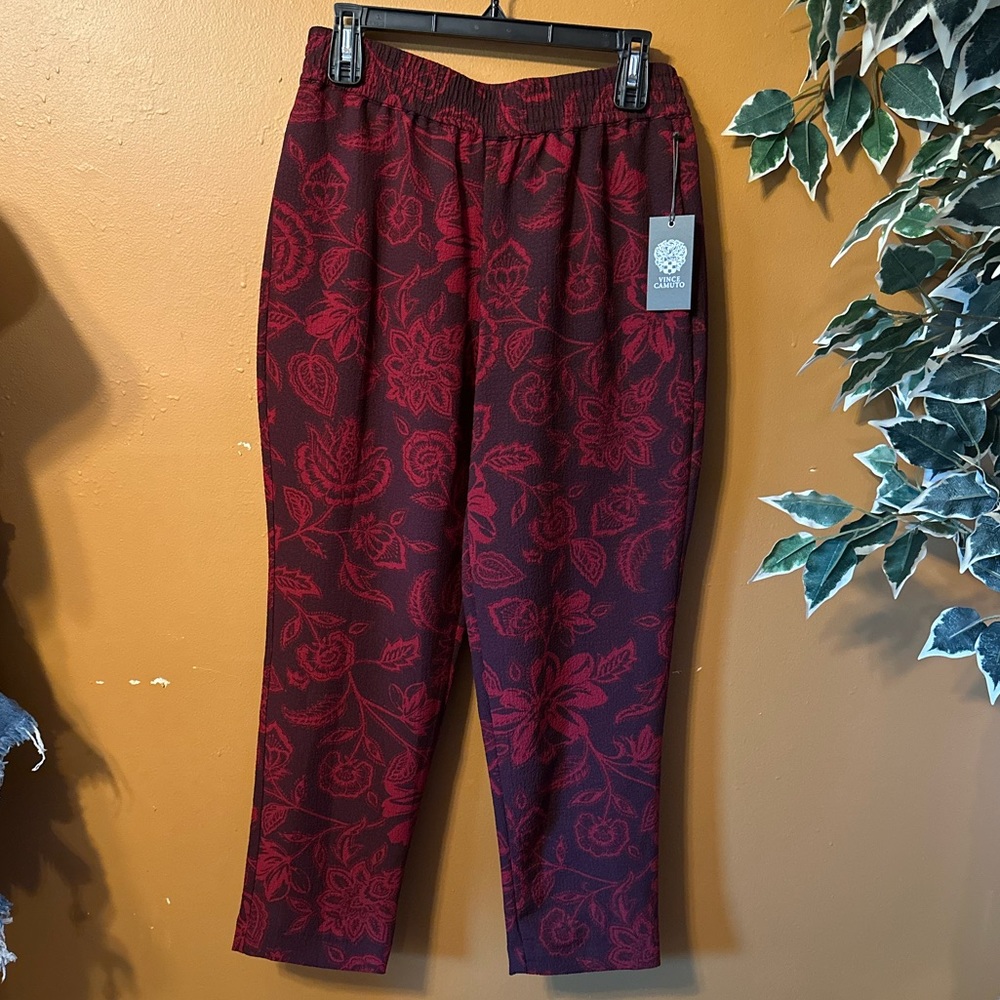cranberry floral straight leg pants